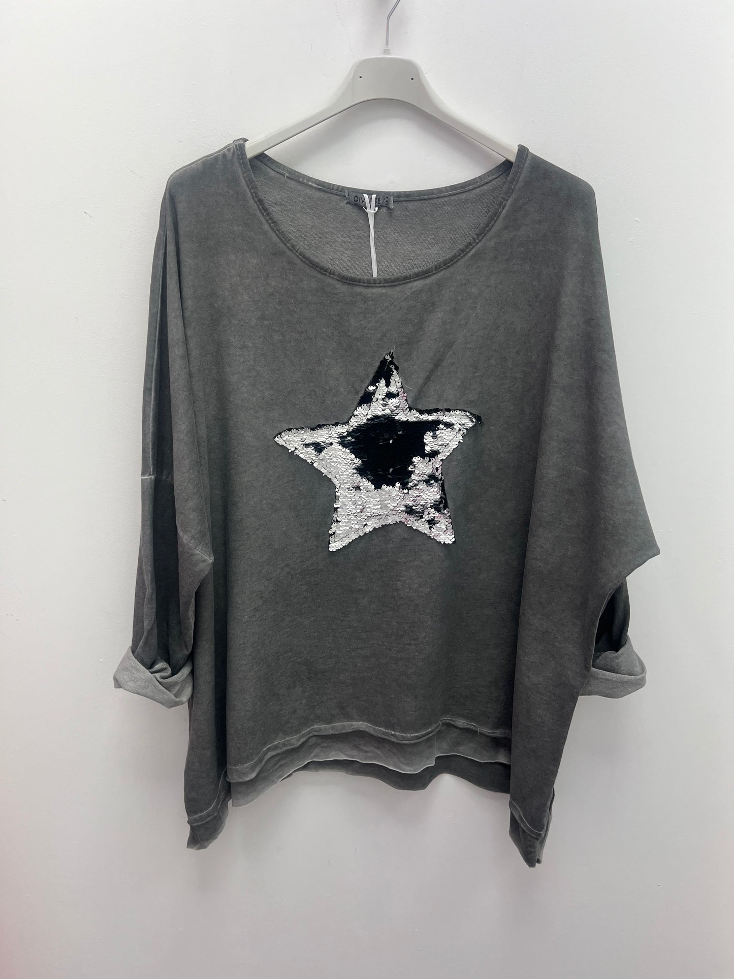 Grey Sequin Star Sweatshirt