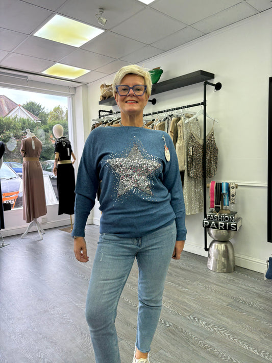 Denim Star sequin jumper