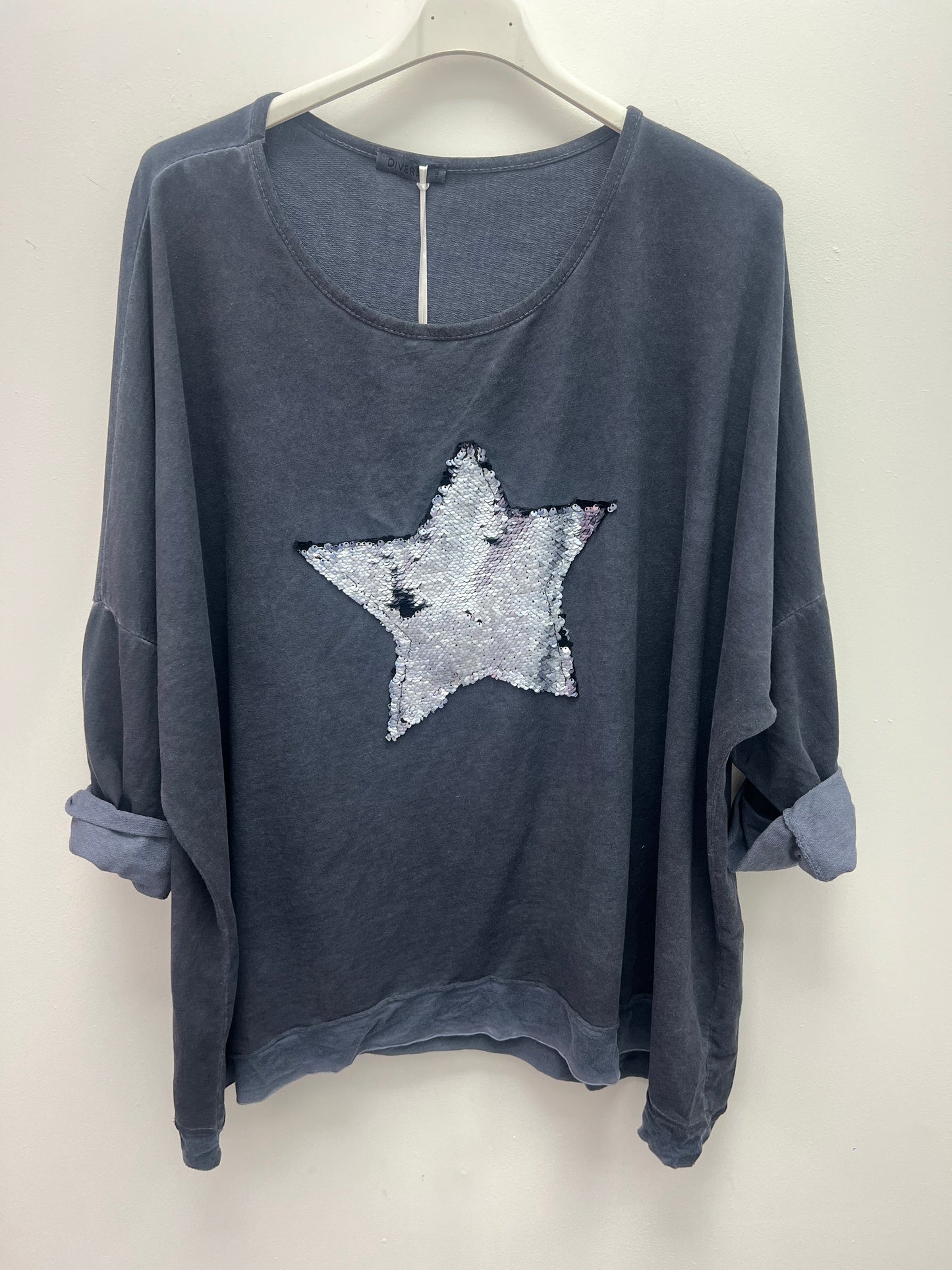 Dark Grey Sequin Star Sweatshirt