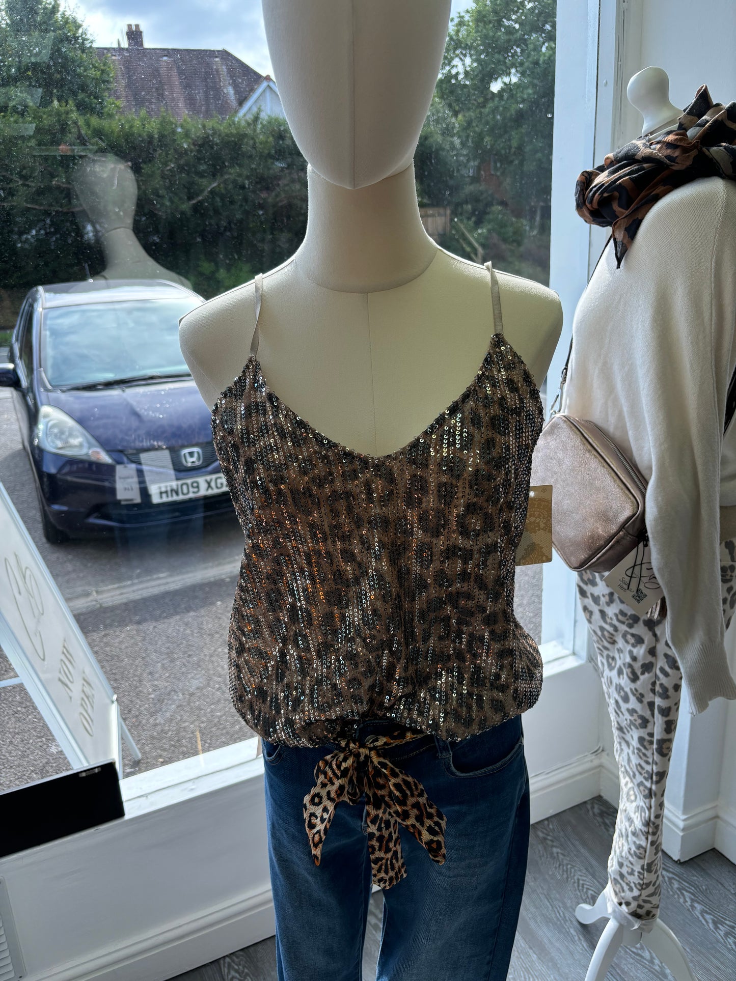 Sequin Leopard Print Vest