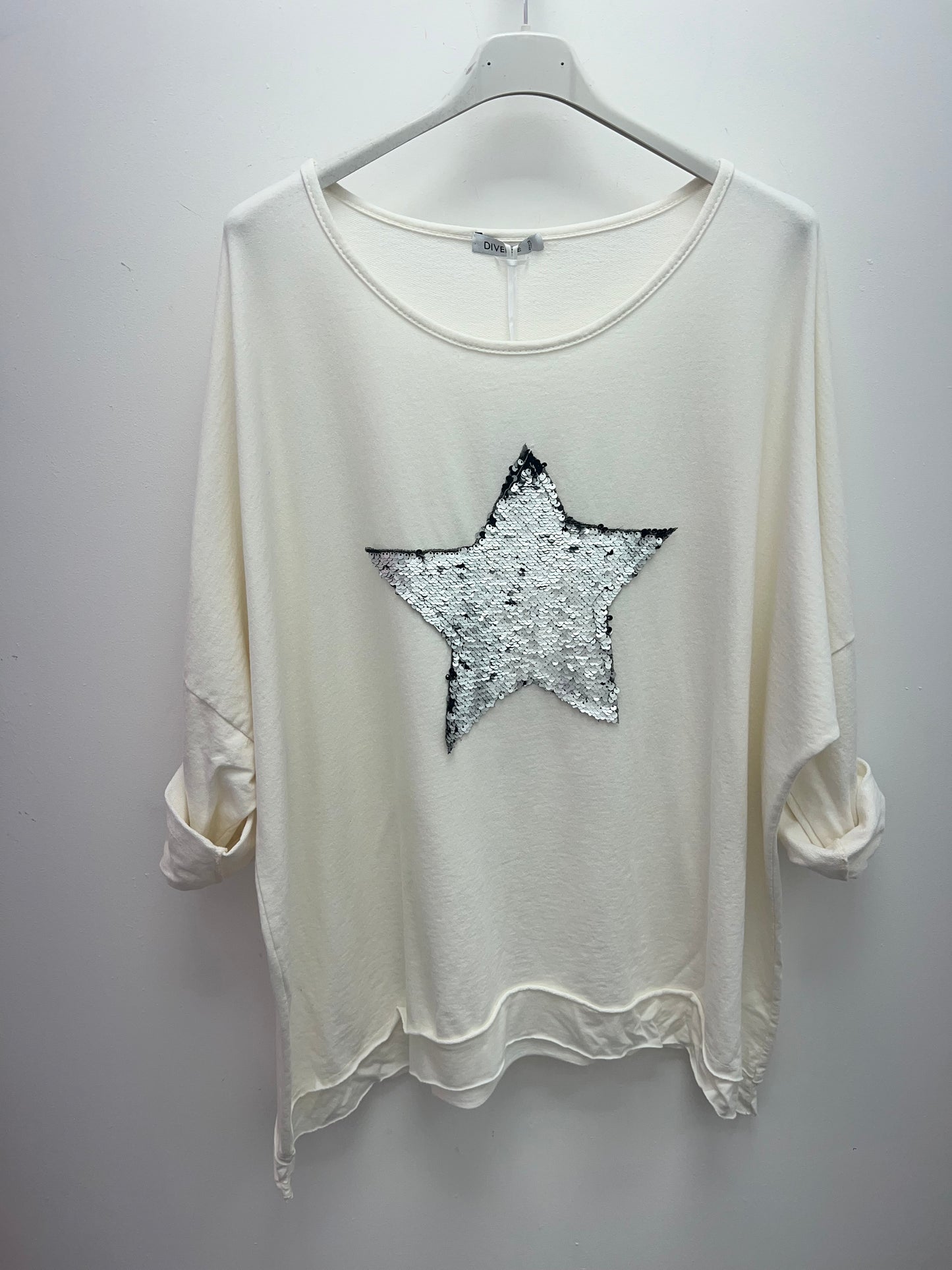 White Sequin Star Sweatshirt