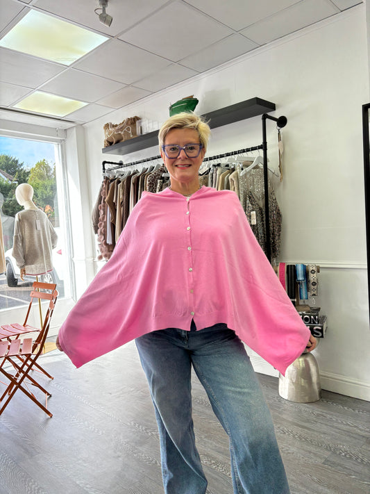 Pink button poncho