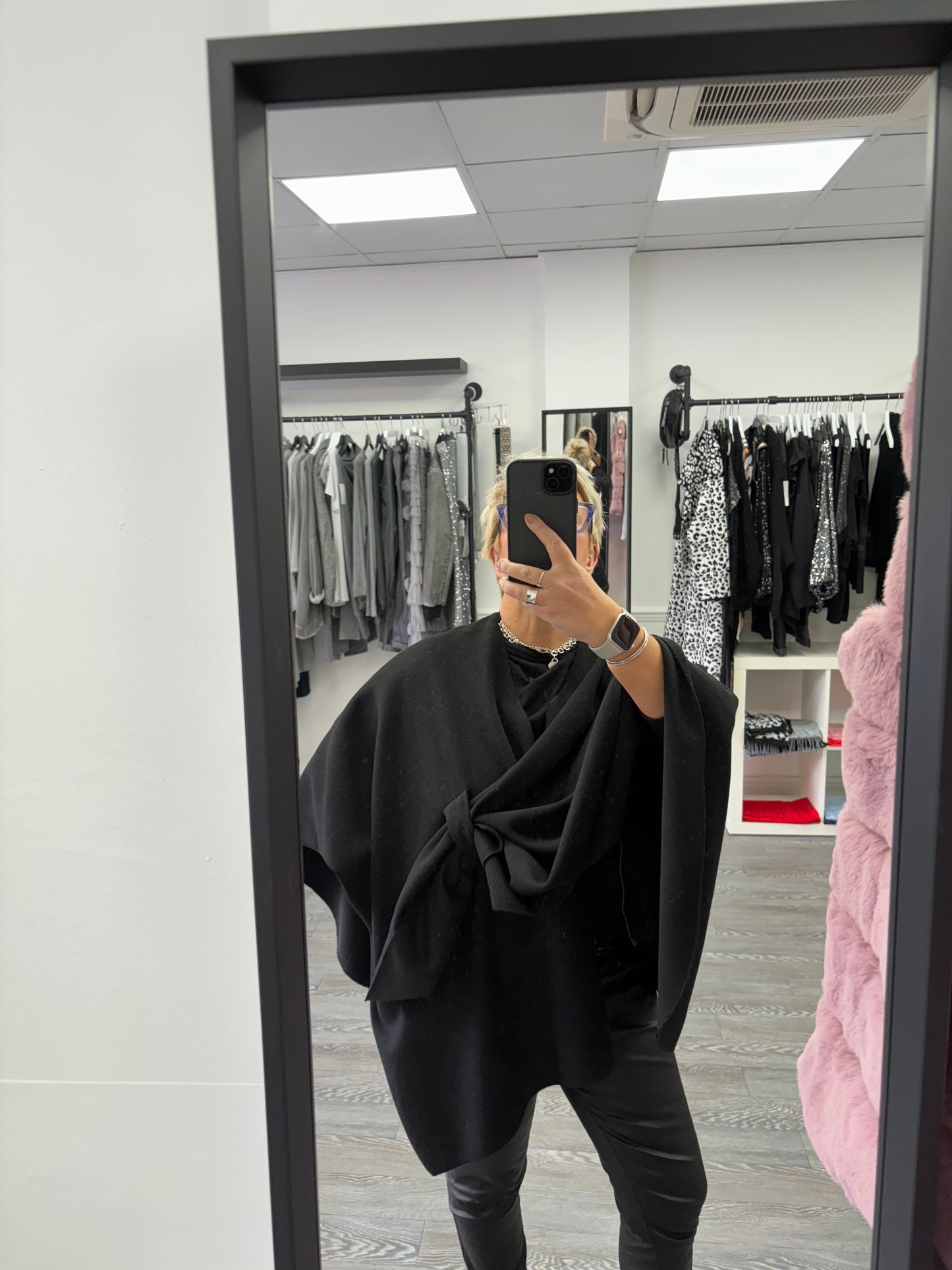 Black - Wrap front Poncho