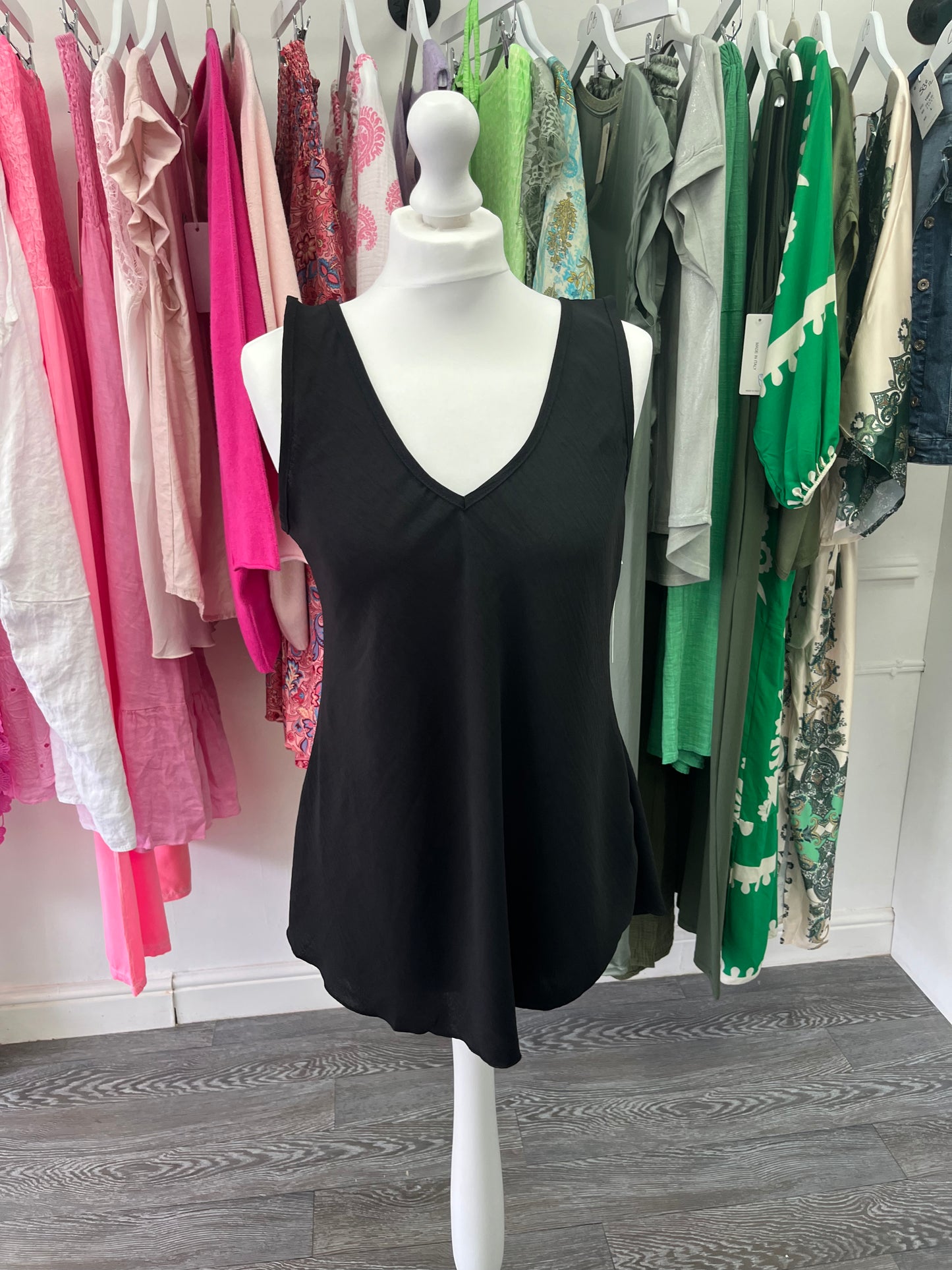 Black Chiffon V neck Vest